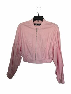 NWT Zara Pink Pastel Cropped Bomber Jacket
